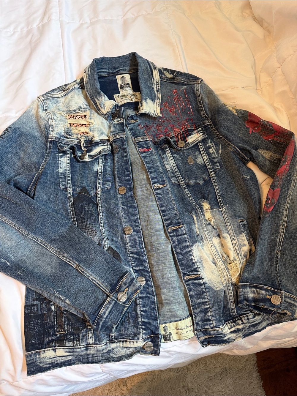 Industrial Indigo Painted Stretch Denim Jacket